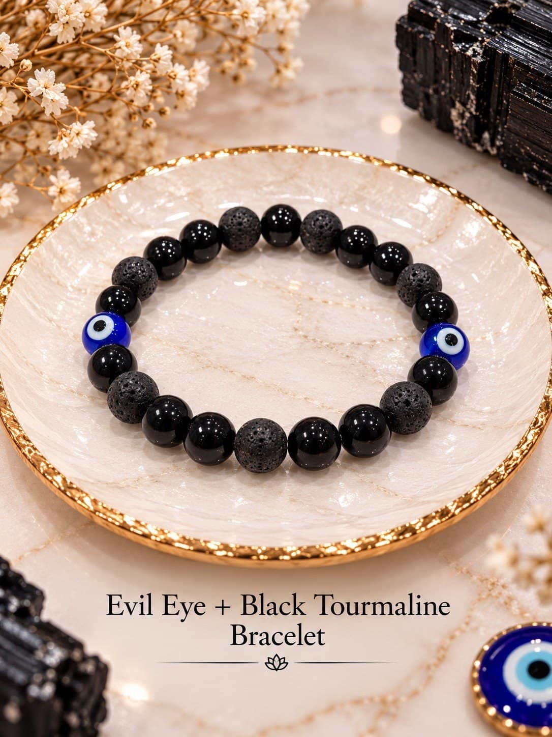 Evil Eye + Black Tourmaline Bracelet